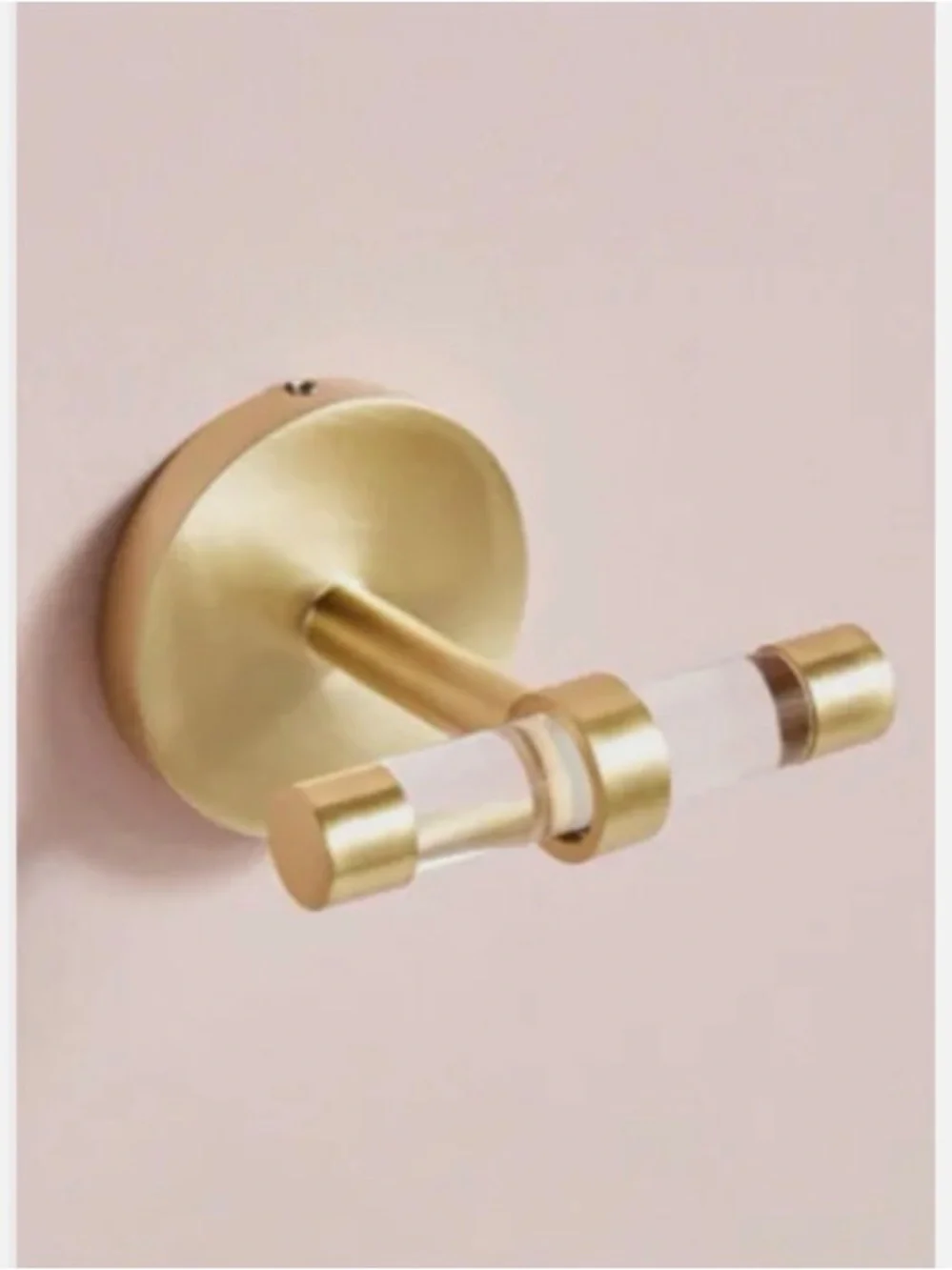 Anthropologie Brushed Gold and Clear Acrylic Wall Bath Hook